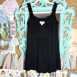Ann Taylor Loft Black Sleeveless Tank Top Blouse Shirt Sz.XS Babydoll Minimalist